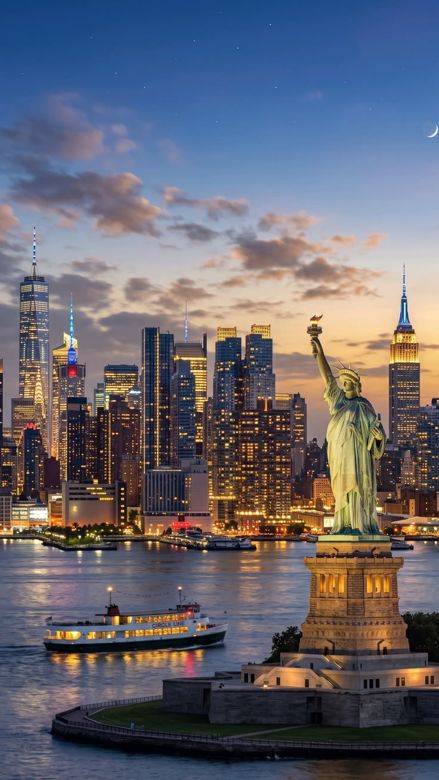 Statue de la Liberté et skyline de New York